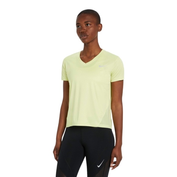 Nike Running Miler Light Green Dri-Fit V-Neck Top - Picture 1 of 7